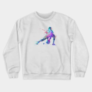 Boy Baseball Catcher Watercolor Silhouette Crewneck Sweatshirt